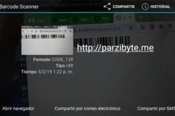 Código de barras generado con PHP escaneado