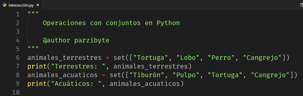 Conjuntos o sets en Python