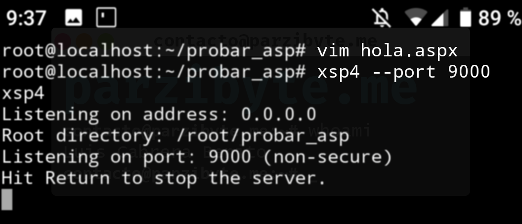 3 - Ejecutar servidor de ASP en Android con xsp4 especificando puerto