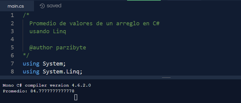 C# con Linq - Promedio de valores de un arreglo