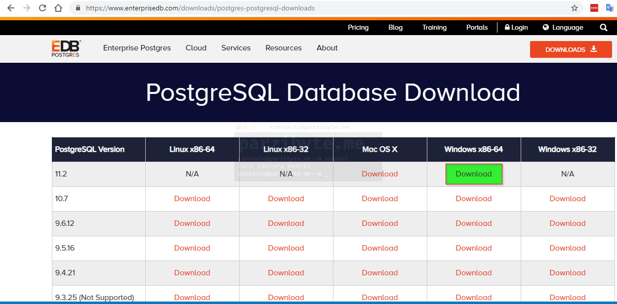 Descargar PostgreSQL