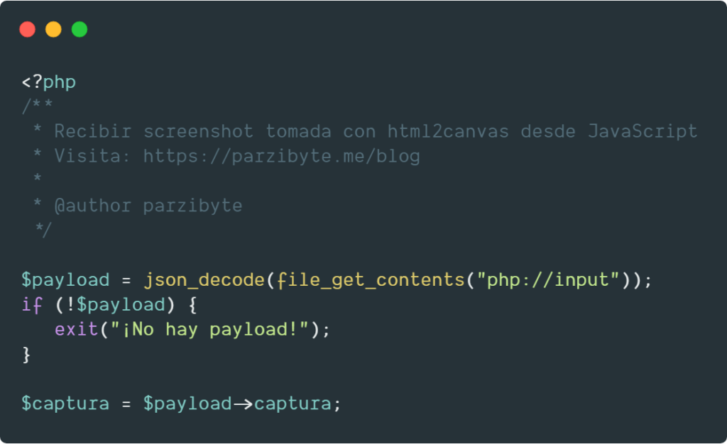 Screenshot de página web con PHP y JavaScript