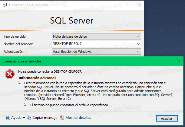 Sql Server No Se Puede Conectar Al Servidor Error Relacionado Con La