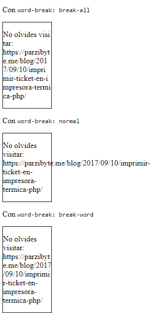 word-break en CSS - break-all, break-word y normal