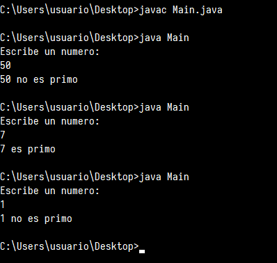 Número primo en Java
