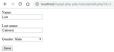Form to edit MySQL data using PHP and PDO
