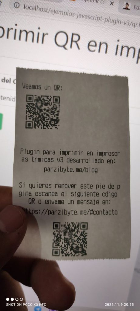 Print QR code in thermal printer by using a free plugin to send ESC POS commands