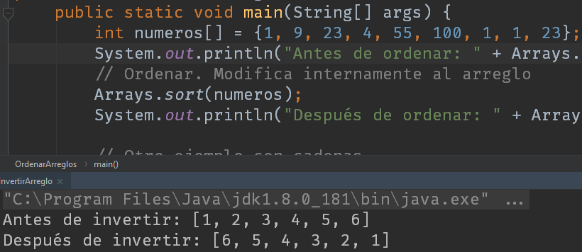 Ordenar arreglos en Java usando Arrays sort