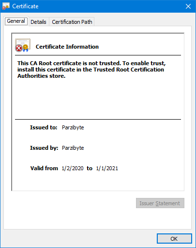 Información del certificado https
