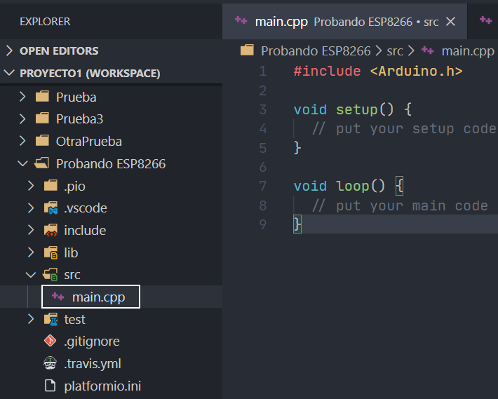 Estructura del proyecto para ESP 12 E