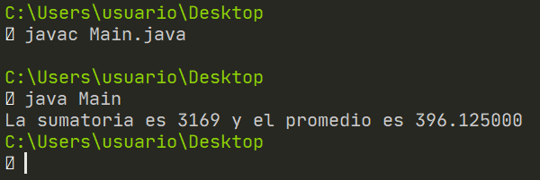 Promedio y sumatoria de matriz en Java