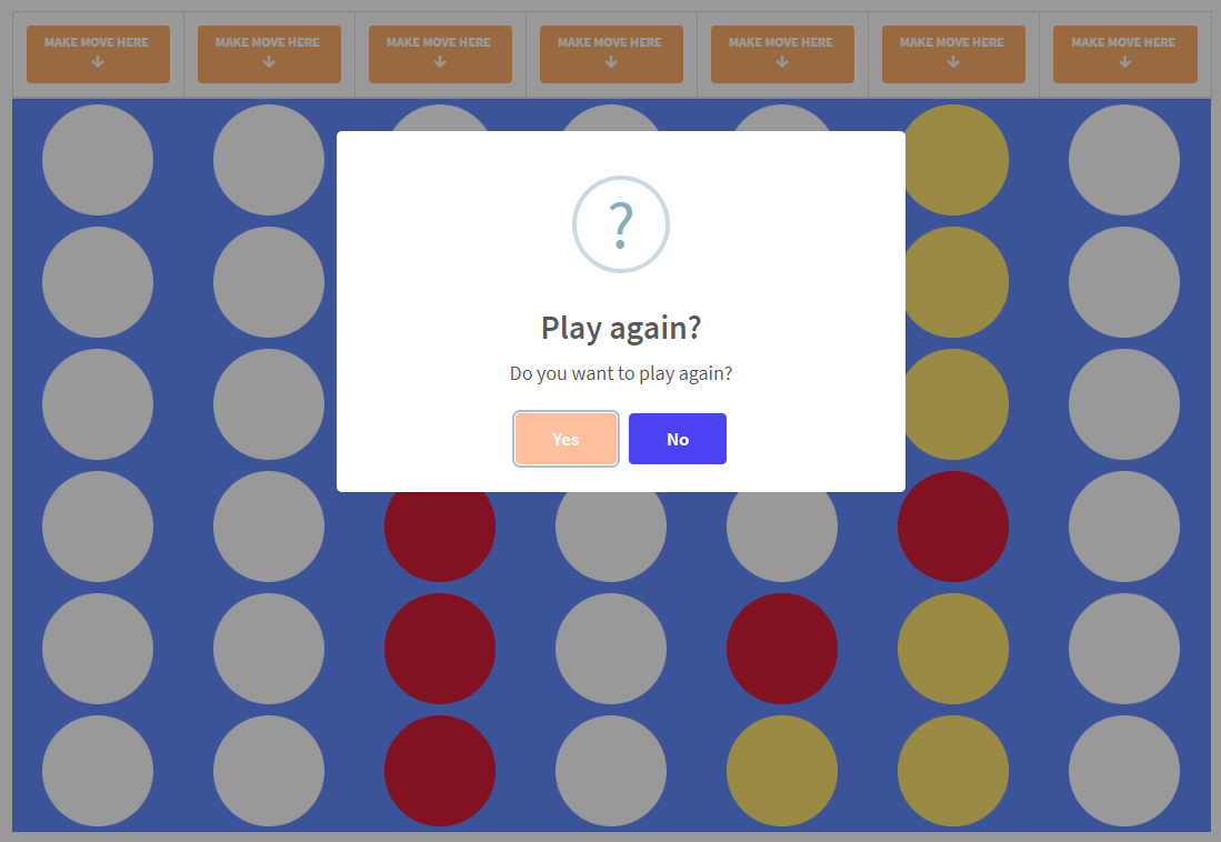 Connect 4 game - Ask user to play again