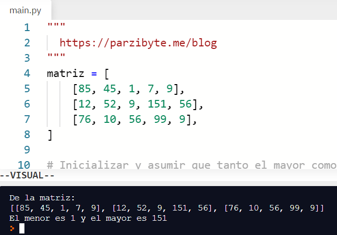 Mayor Y Menor De Matriz En Python Parzibytes Blog 8453