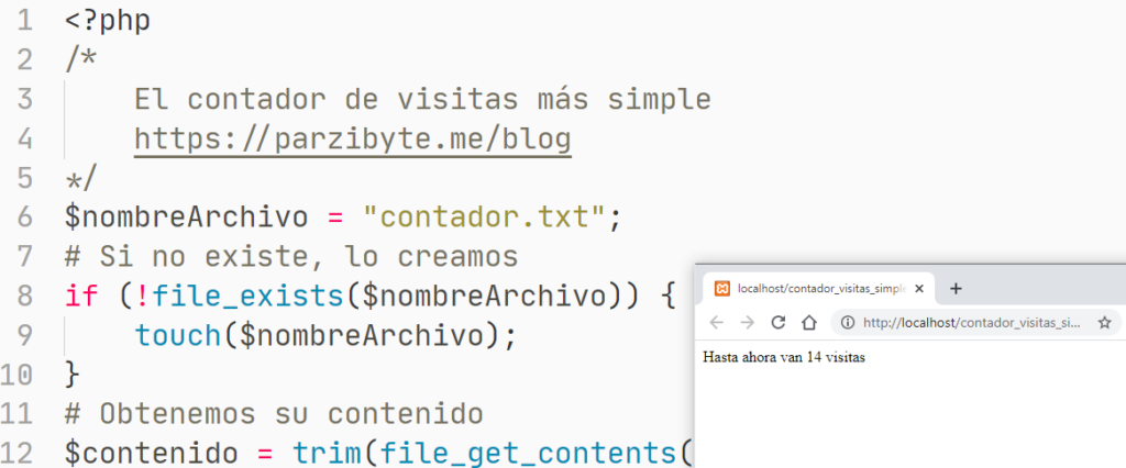 Contador de visitas simple con PHP