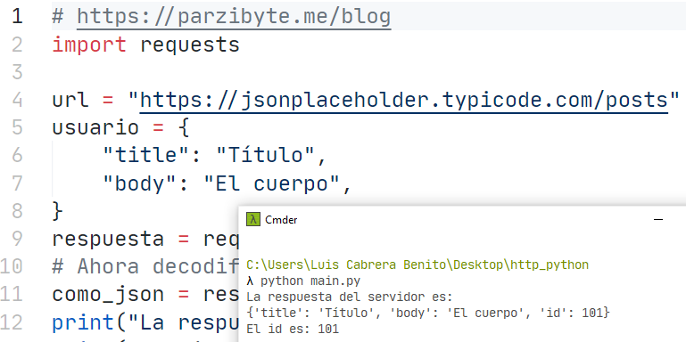 Petición HTTP POST con JSON usando Python y requests