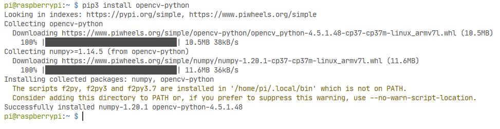 Probando pip en Raspberry pi 4 - Instalando opencv-python