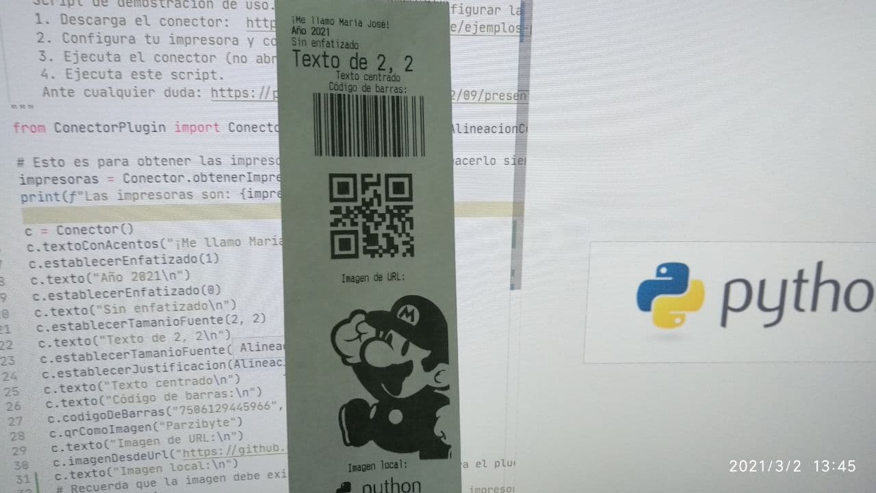 Ticket impreso en impresora térmica con Python