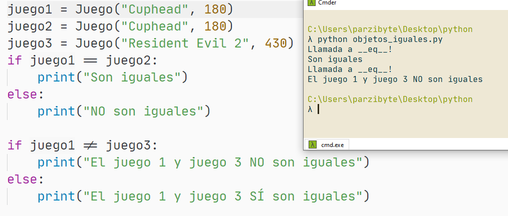 Comparación de objetos con Python