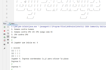 Jugando Gato (tres en línea) programado con Java