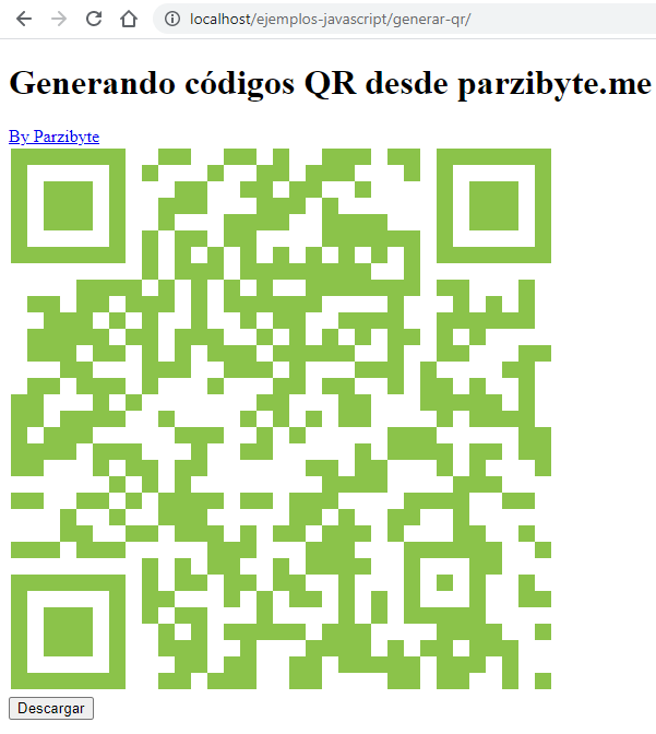 Código QR con HTML y JS - Descargar como imagen