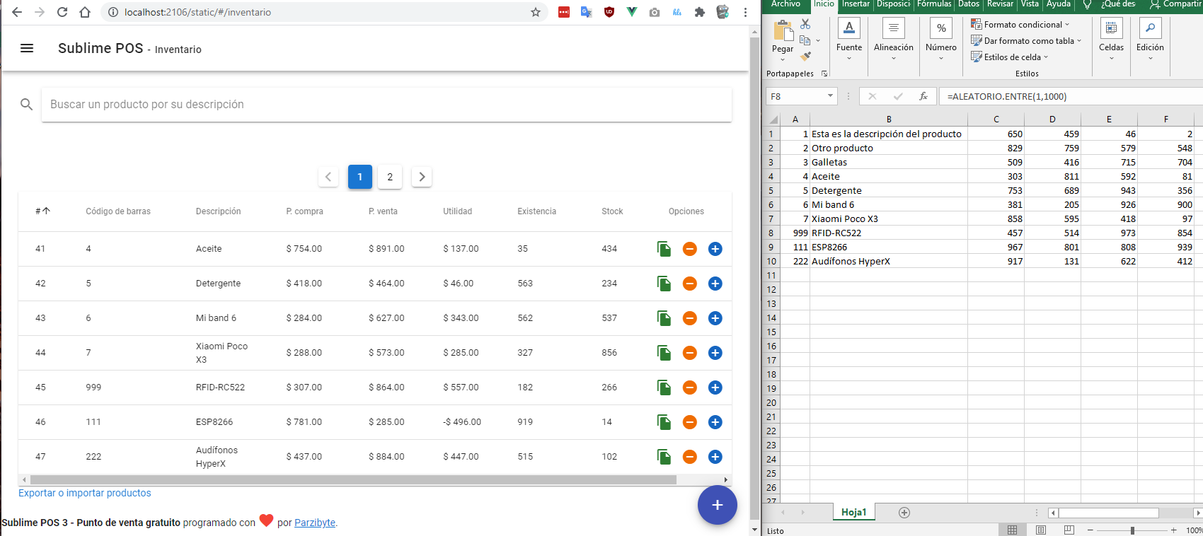 Comparando productos e inventario de Excel - Sublime POS 3