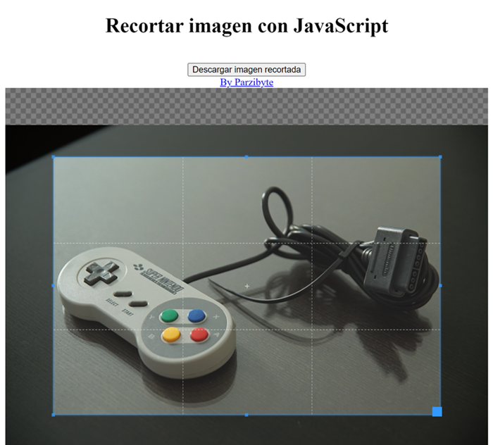 Recortar imagen con JavaScript - Seleccionar porción rectangular