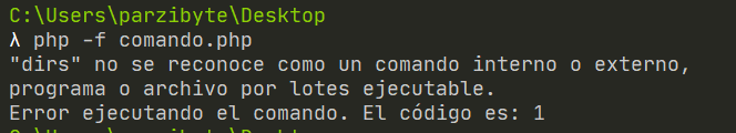 Código de salida al ejecutar comando en PHP