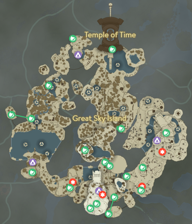 Mapa interactivo de Zelda Tears of the Kingdom - Mostrar islas celestes