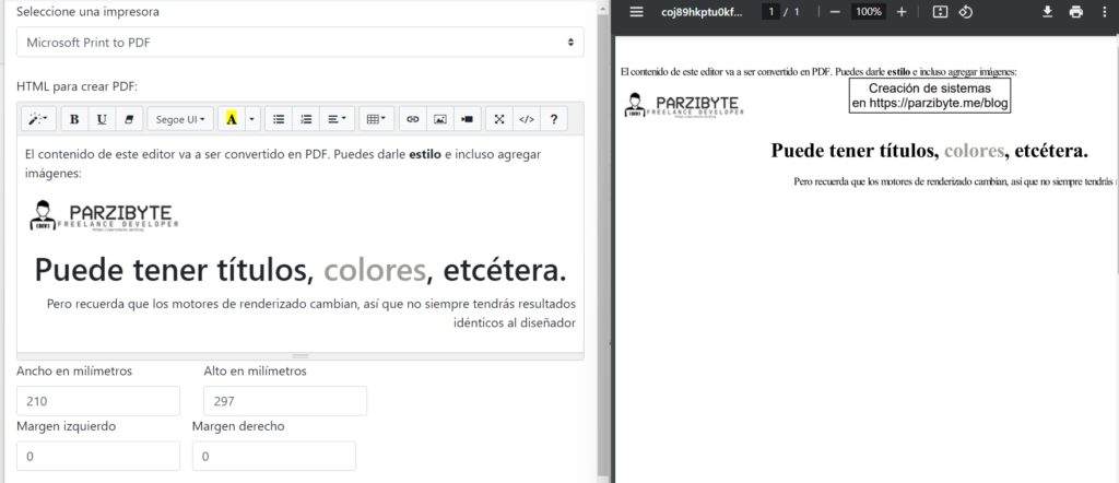 Crear e imprimir PDF a partir de HTML desde cualquier lenguaje de programación