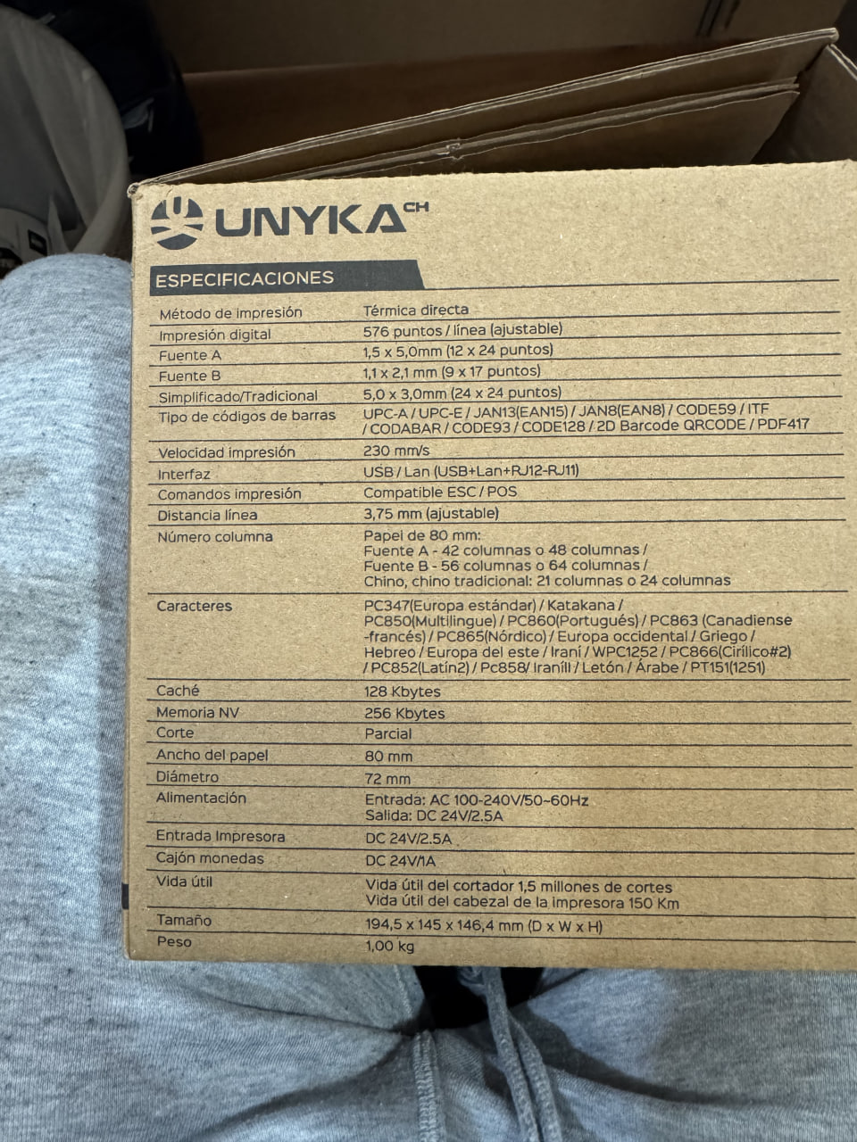 Caja de la impresora térmica UNYKAch POS5 UK56009