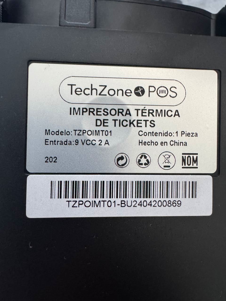 TechZone POS Impresora térmica de tickets modelo TZPOIMT01 - Descripción de modelo